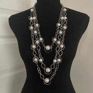 NY & Co Multi Layer Faux Pearl Necklace